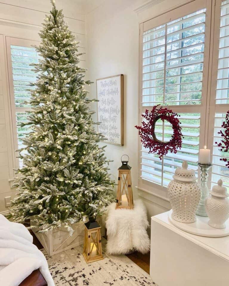 Living Room With Massive Glowing Christmas Tree
