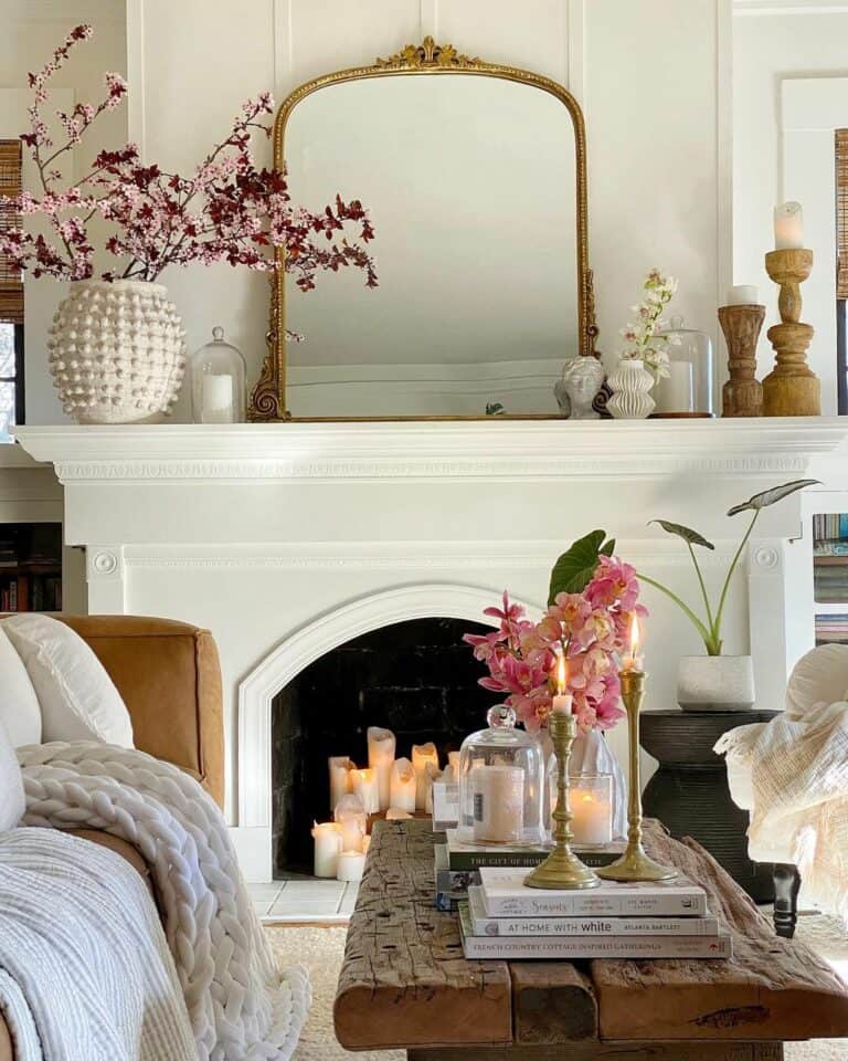Living Room With Pink Floral Spring Décor