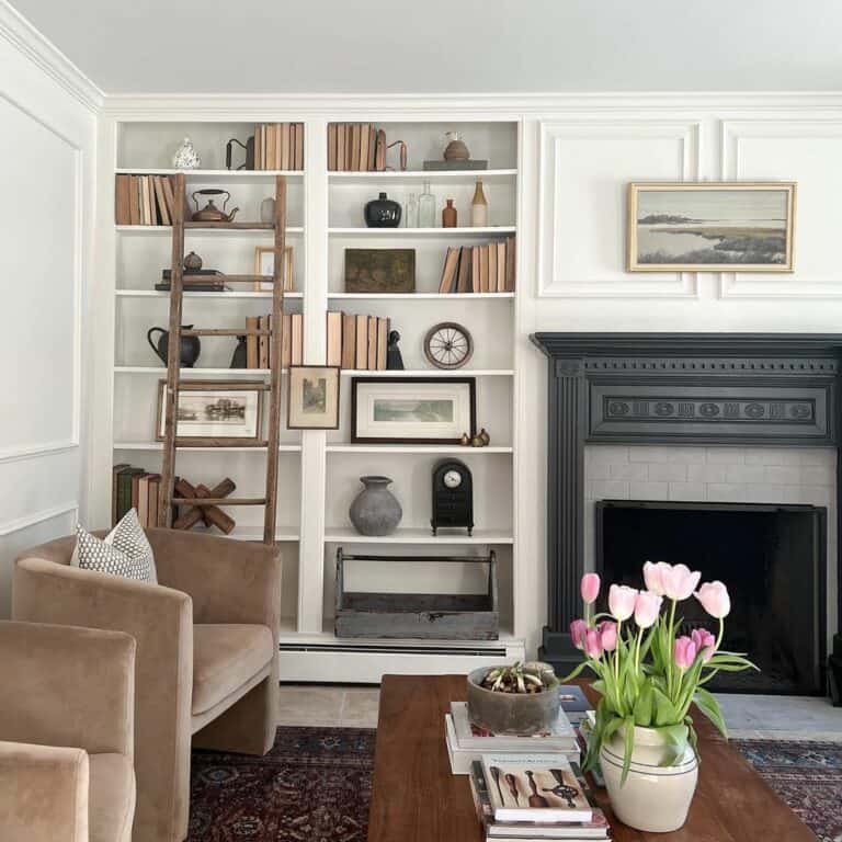 Living Room With a Dark-gray Fireplace - Soul & Lane
