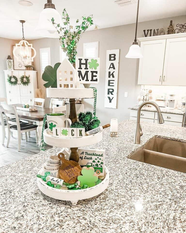 Lucky Charm-inspired Tiered Tray in Farmhouse Kitchen