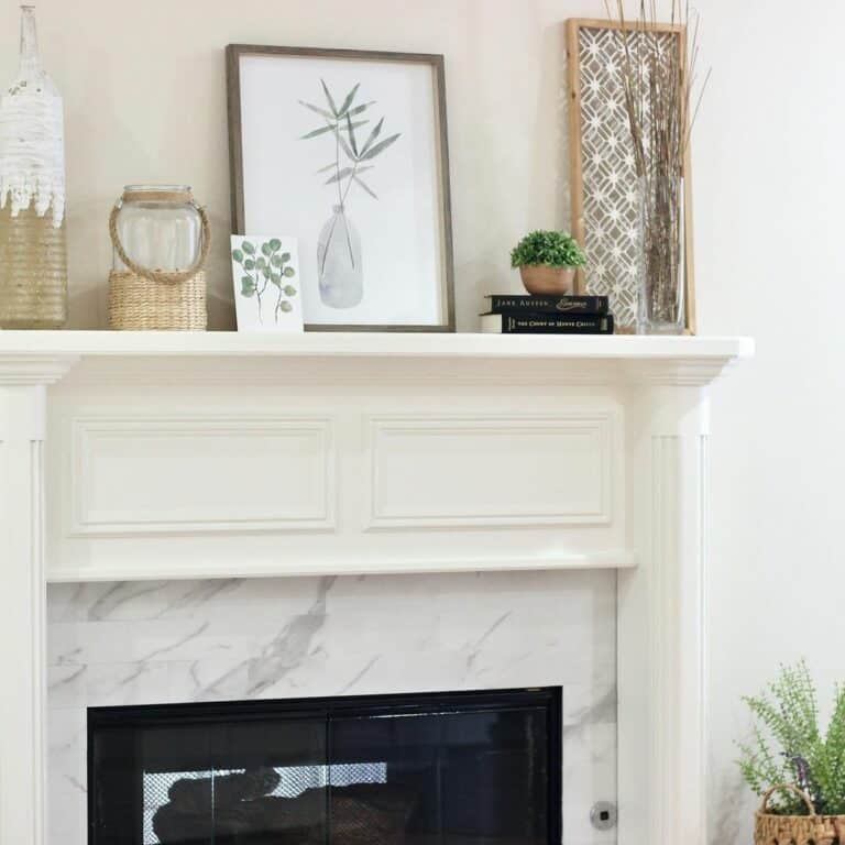 Marble Fireplace With White Mantel