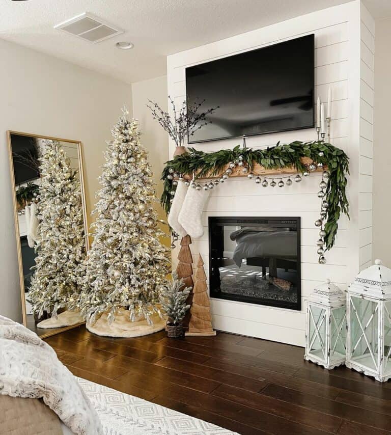 Master Bedroom With a Gorgeous White Fireplace
