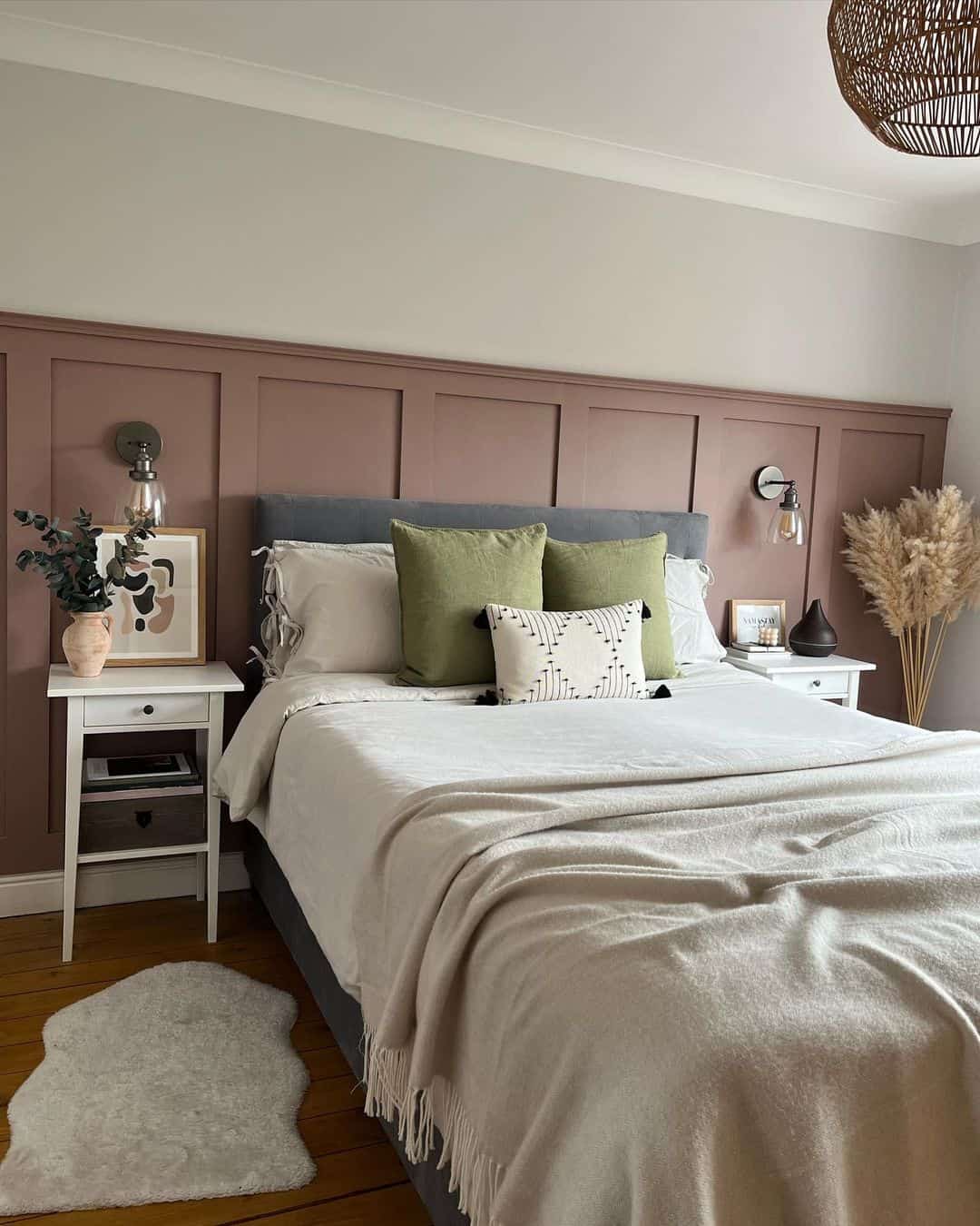Mauve Wainscoting Bedroom With Natural Touches Soul & Lane