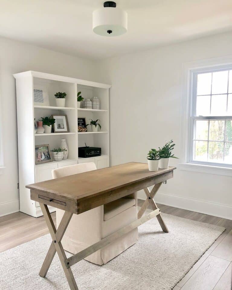 Minimal Coastal Farmhouse Office Layout