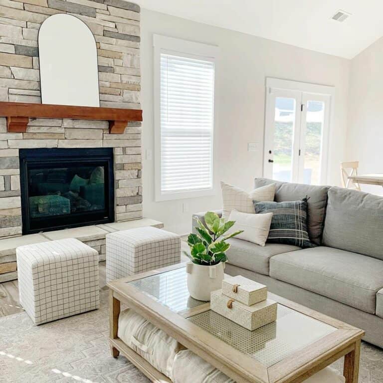 Minimalist Living Room With Grey Walls