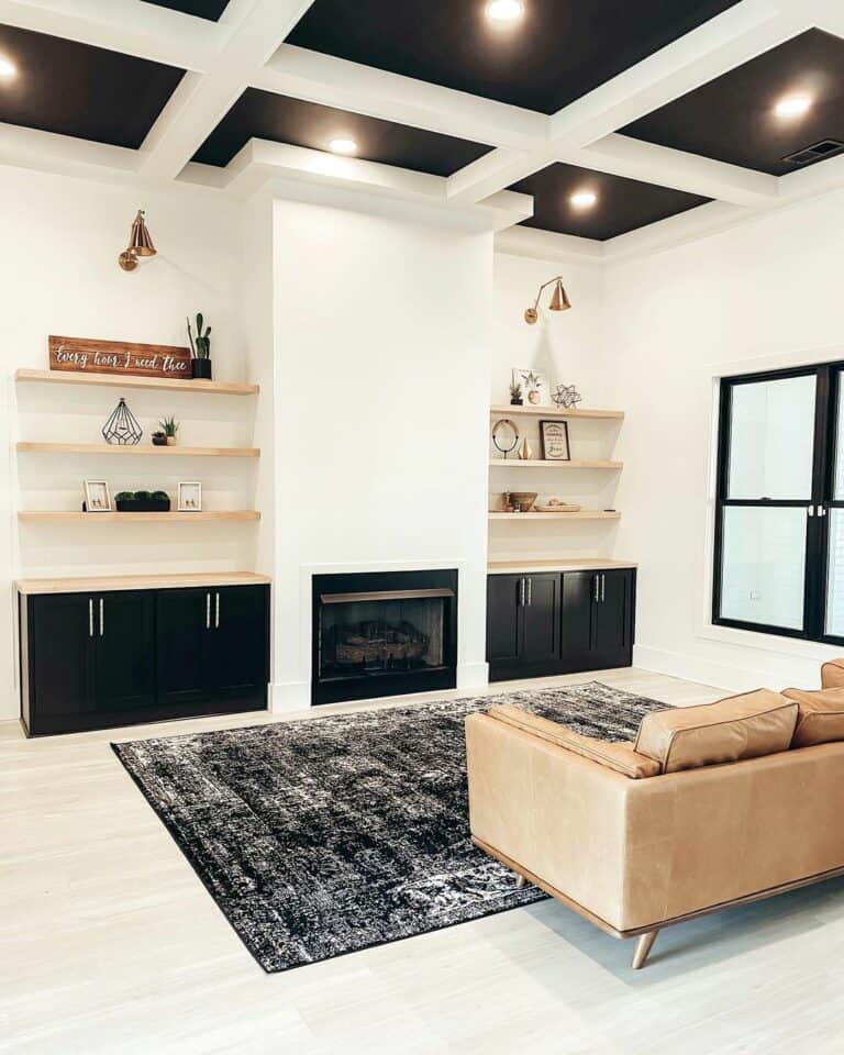 Minimalist Modern Farmhouse With Coffered Ceiling