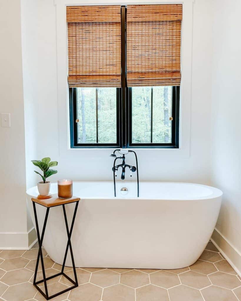 Minimalist Spa-inspired Bathroom With Light Brown Tile