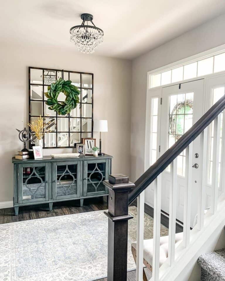 Mirrored Blue Entryway Table