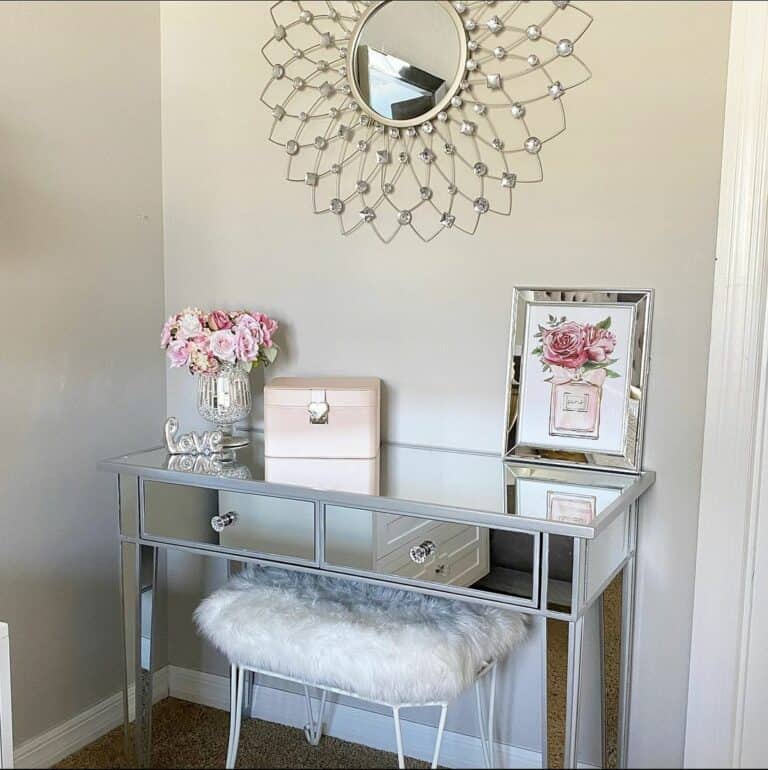 Mirrored Floral Makeup Vanity