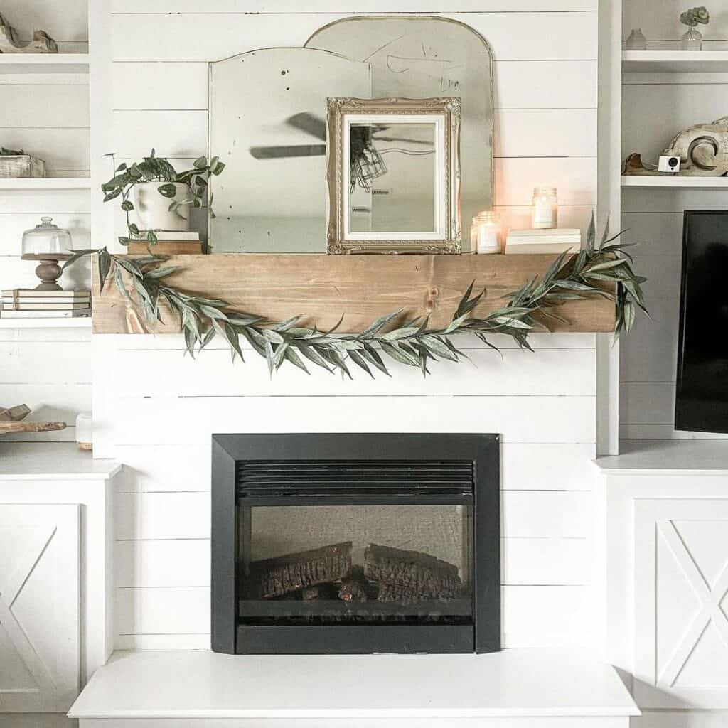 Mirrors Leaning Against a Shiplap Fireplace
