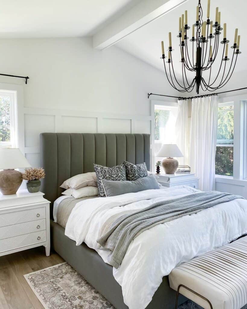 Modern Bedroom With Black Candelabra