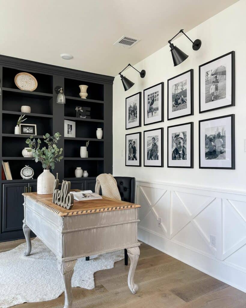 Modern Black and White Farmhouse Office