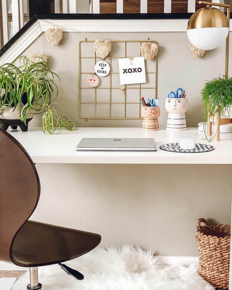 Modern Desk Next to Staircase