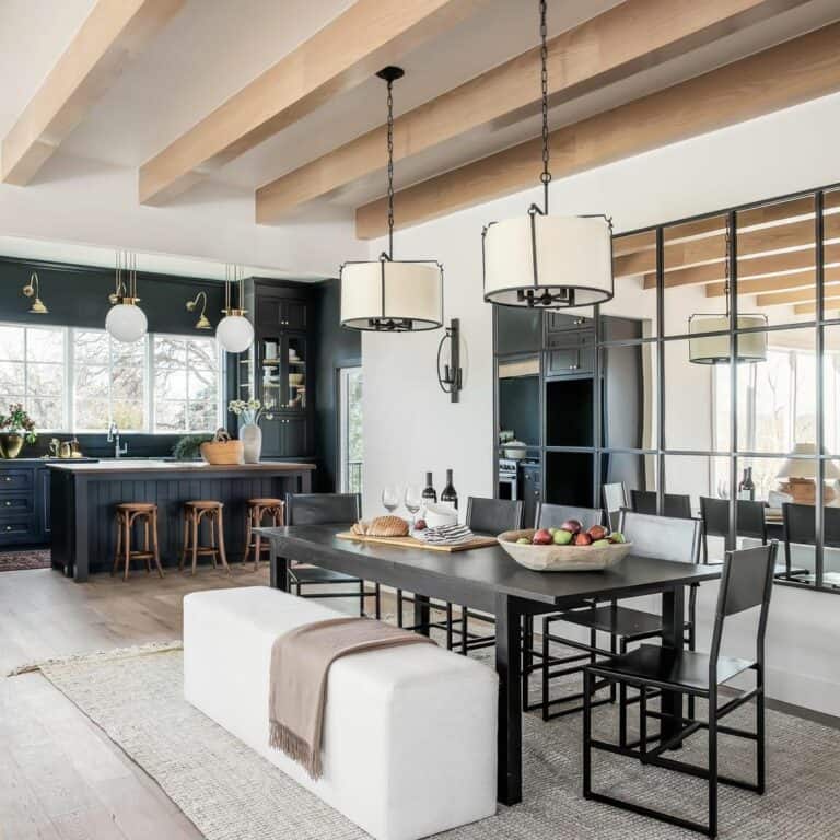 Modern Dining Area in Black and White