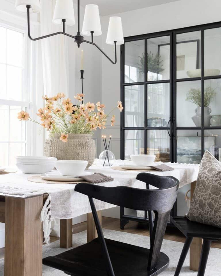 Modern Dining Room with Black Accents