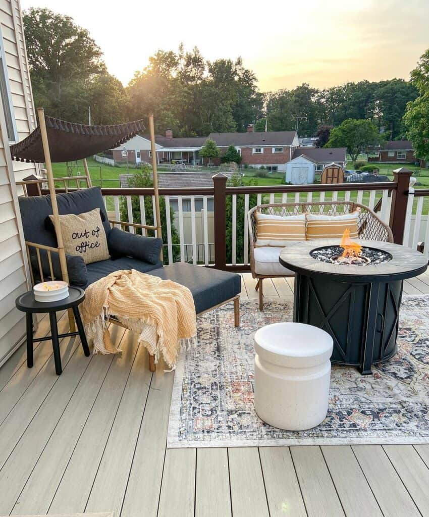 Modern Farmhouse Deck With Firepit