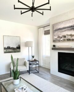 Modern Farmhouse Living Room With Sleek Fireplace