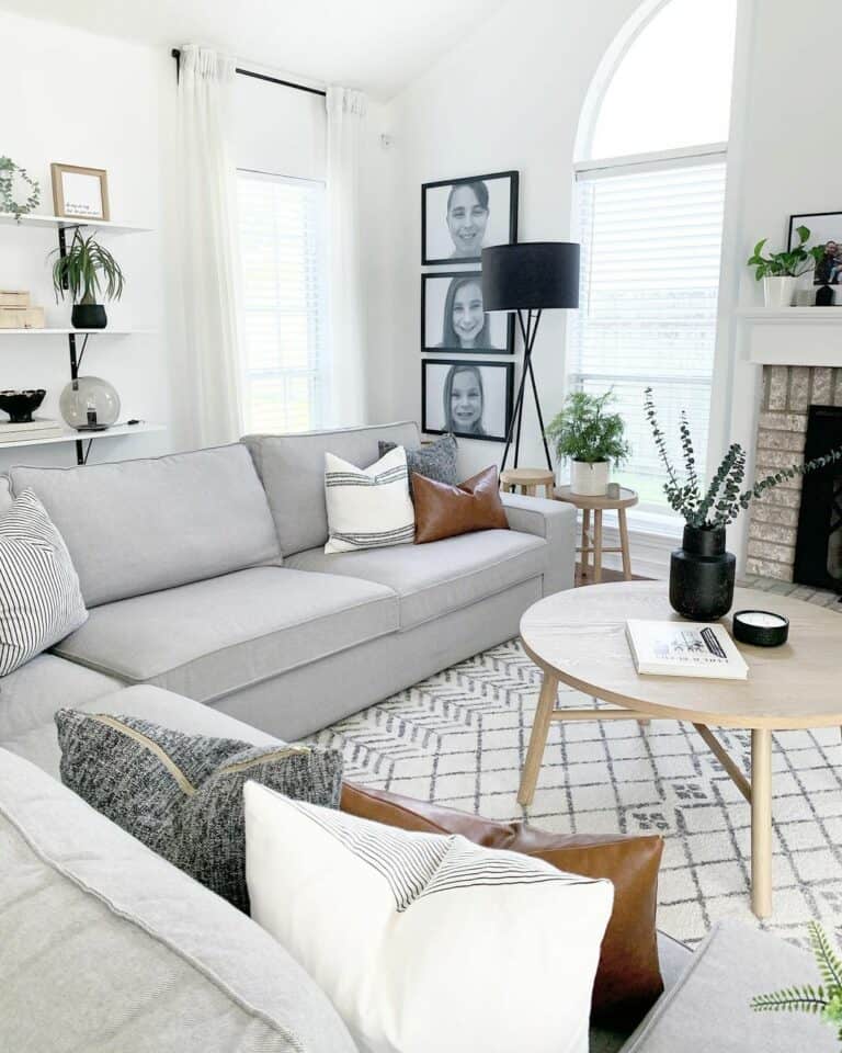 Modern Farmhouse Living Room With a Grey and White Palette