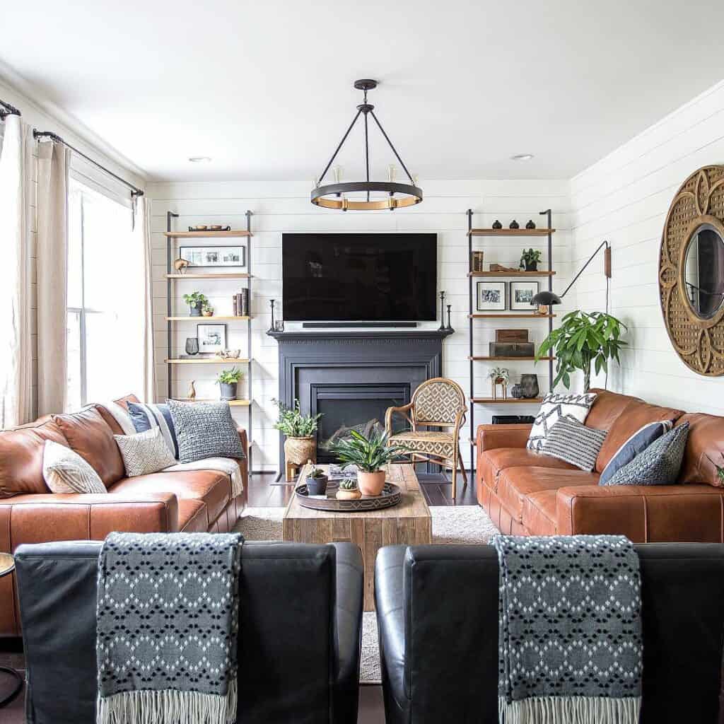 Modern Farmhouse With Rustic Leather Couches