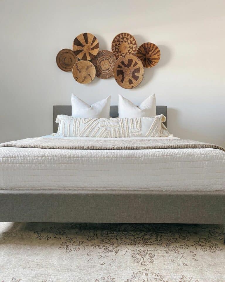 Modern Guest Bedroom With Basket Wall Décor