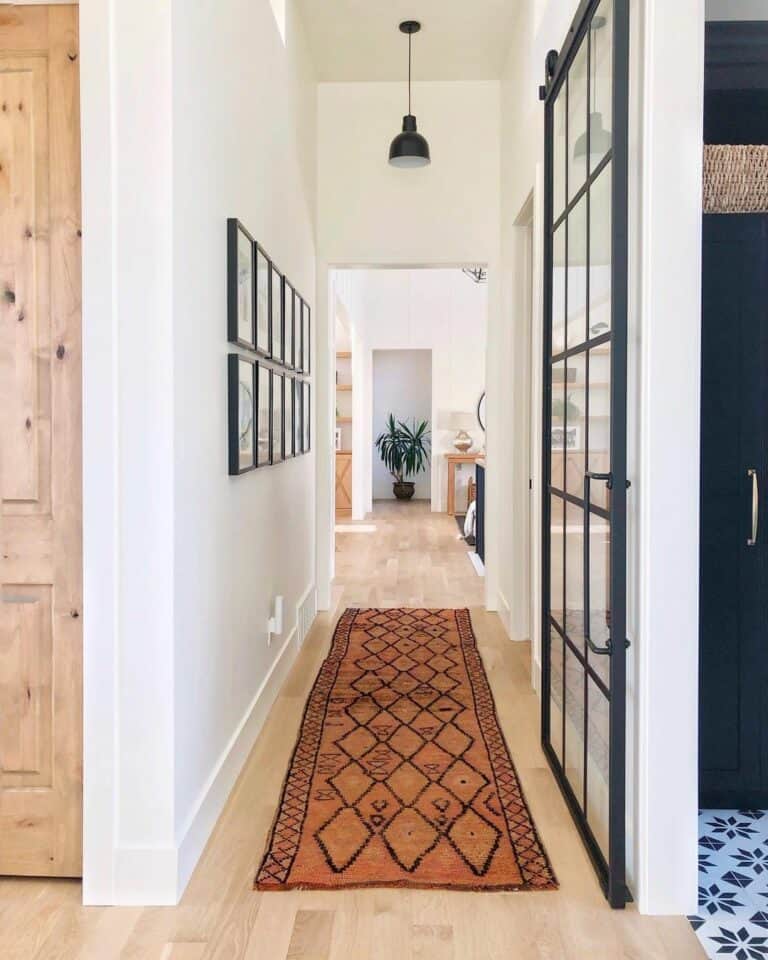 Modern Hallway With Black and Brown Elements