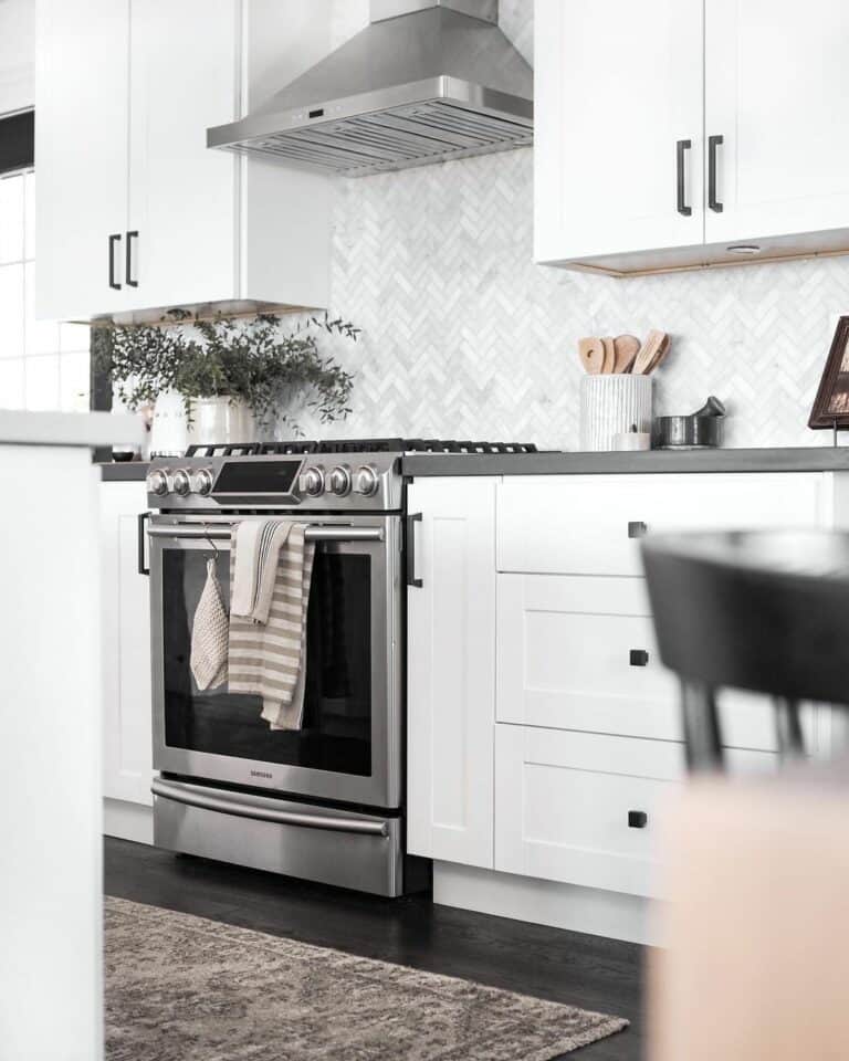 Modern Herringbone Kitchen Backsplash