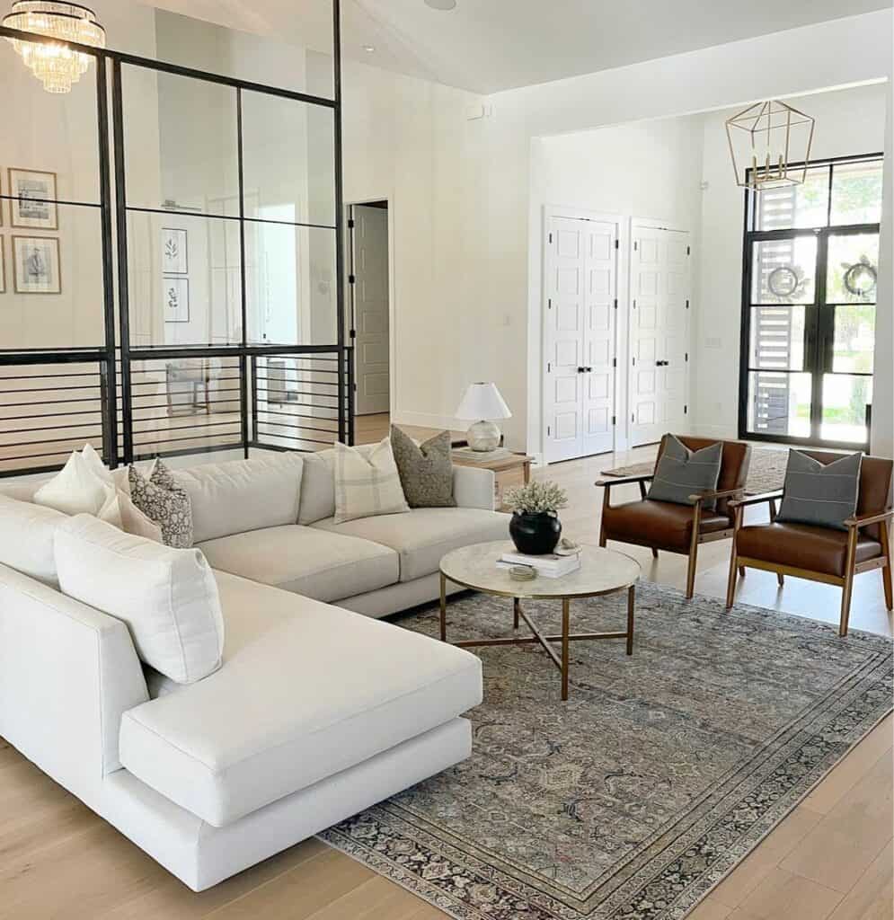 Modern Living Room With White Sectional