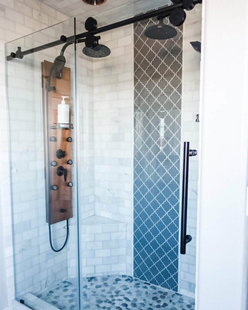 Modern Shower Panel Surrounded by Tile