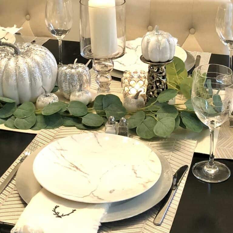 Modern Thanksgiving Dining Room With Silver Details