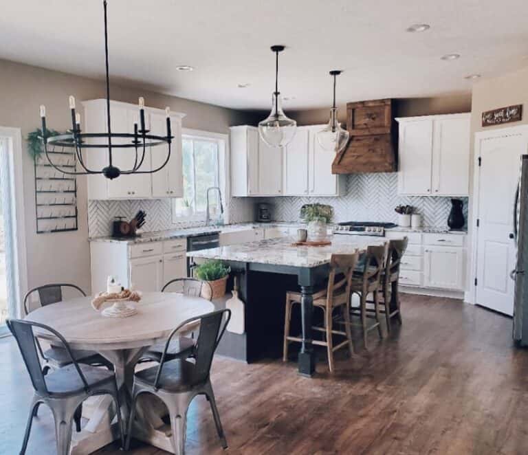 Monochromatic Kitchen With Wooden Elements