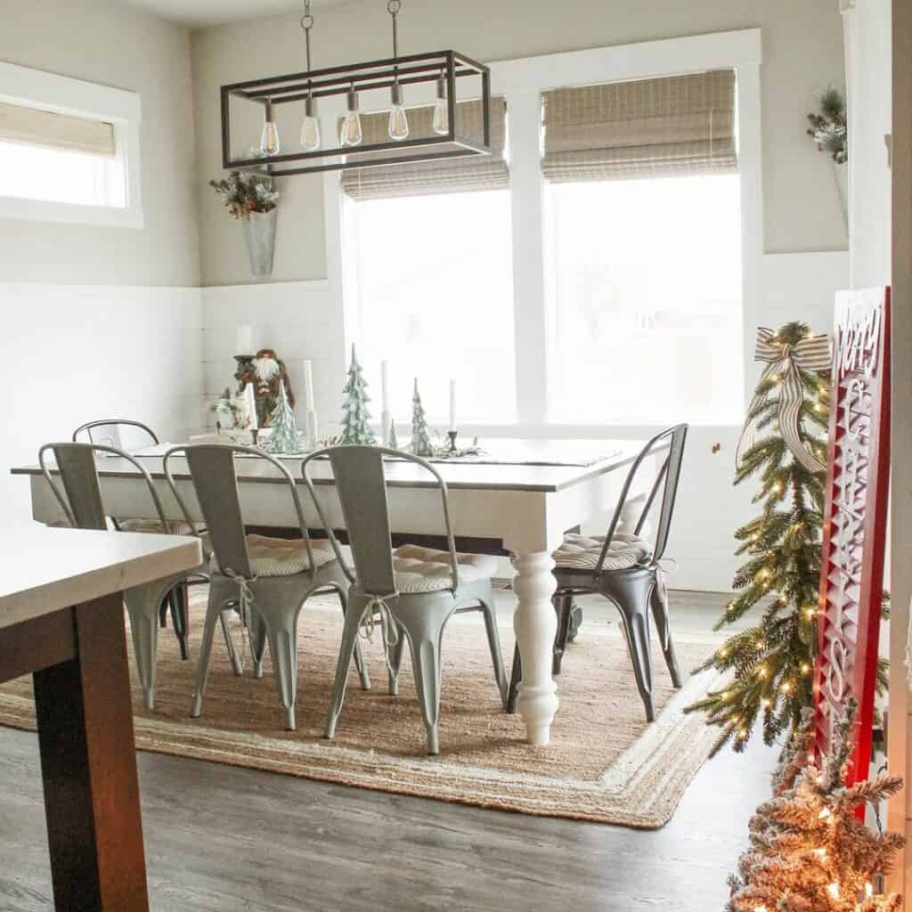 Natural Braided Rug in Festive Dining Room