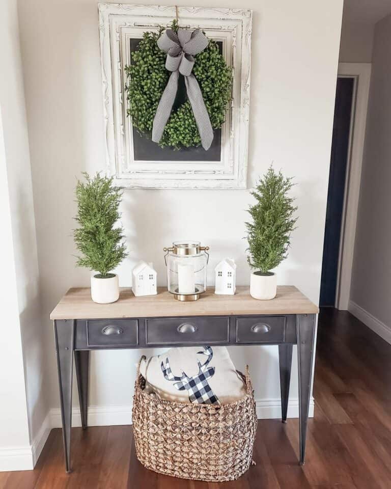 Natural Christmas Décor on Metal Console