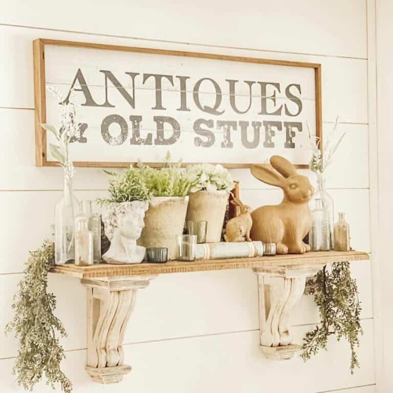 Natural Toned Accessories on a Wooden Shelf