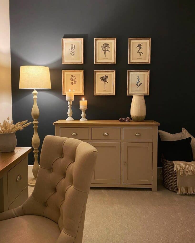 Navy Blue Home Office Accent Wall