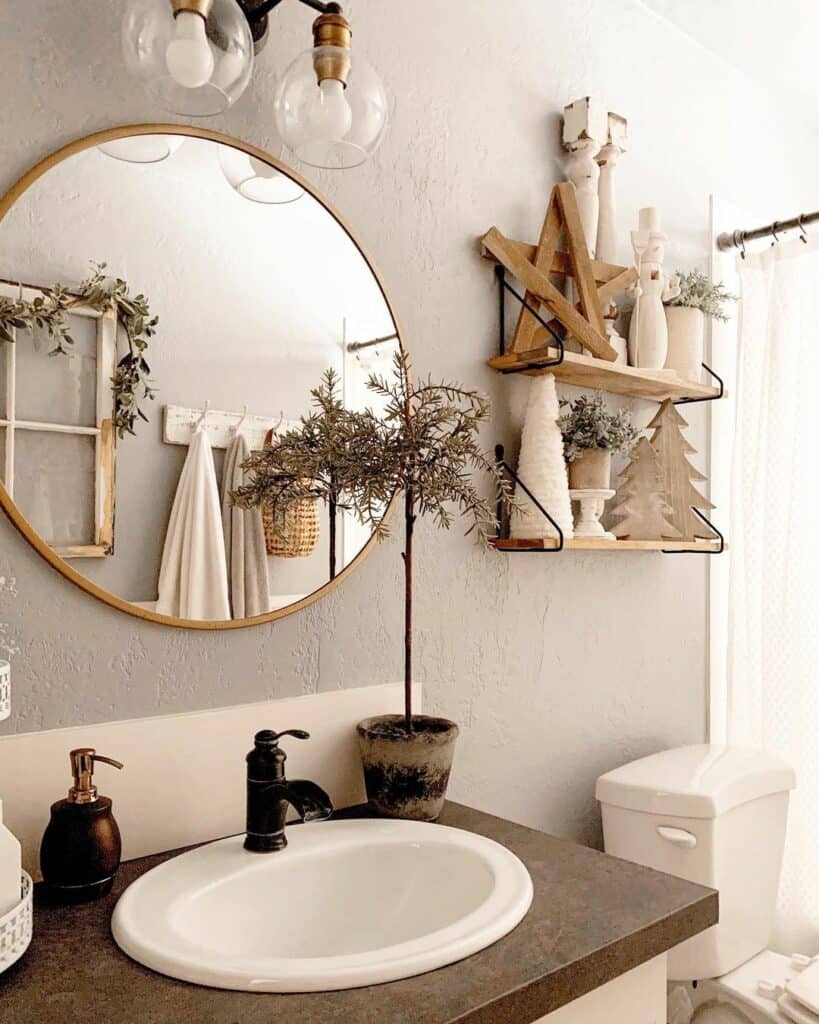 Neutral Bathroom Christmas Shelf Decorating Ideas Soul & Lane
