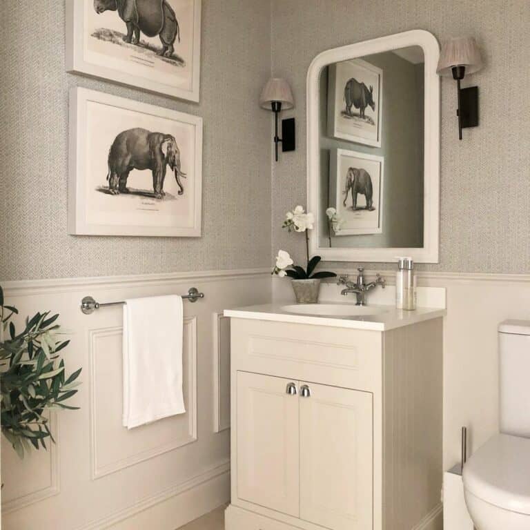 Neutral Bathroom With Wainscoting