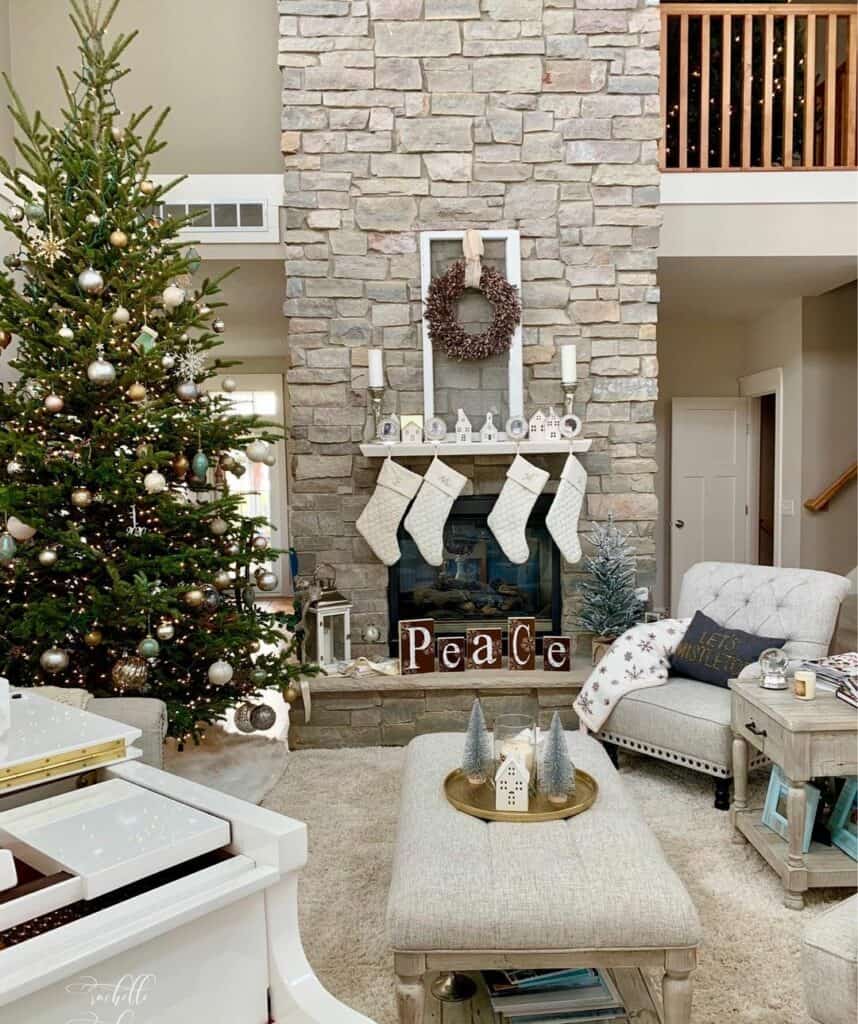Neutral Christmas Living Room