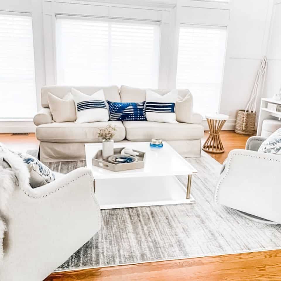Neutral Front Room Ideas With Large Ivory and Gray Area Rug Soul & Lane