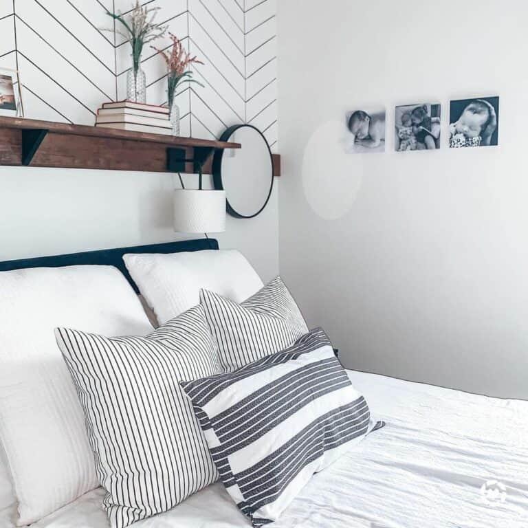 Neutral Gray and White Striped Bedroom Décor