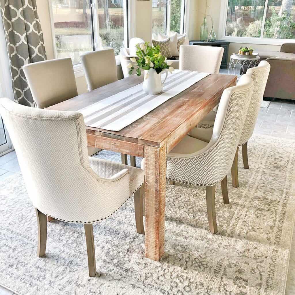 Neutral Grey and Cream Dining Room Rug Ideas