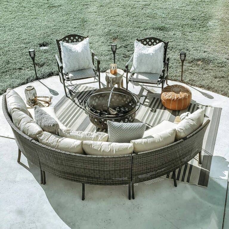 Neutral Outdoor Seating Area With Fire Pit