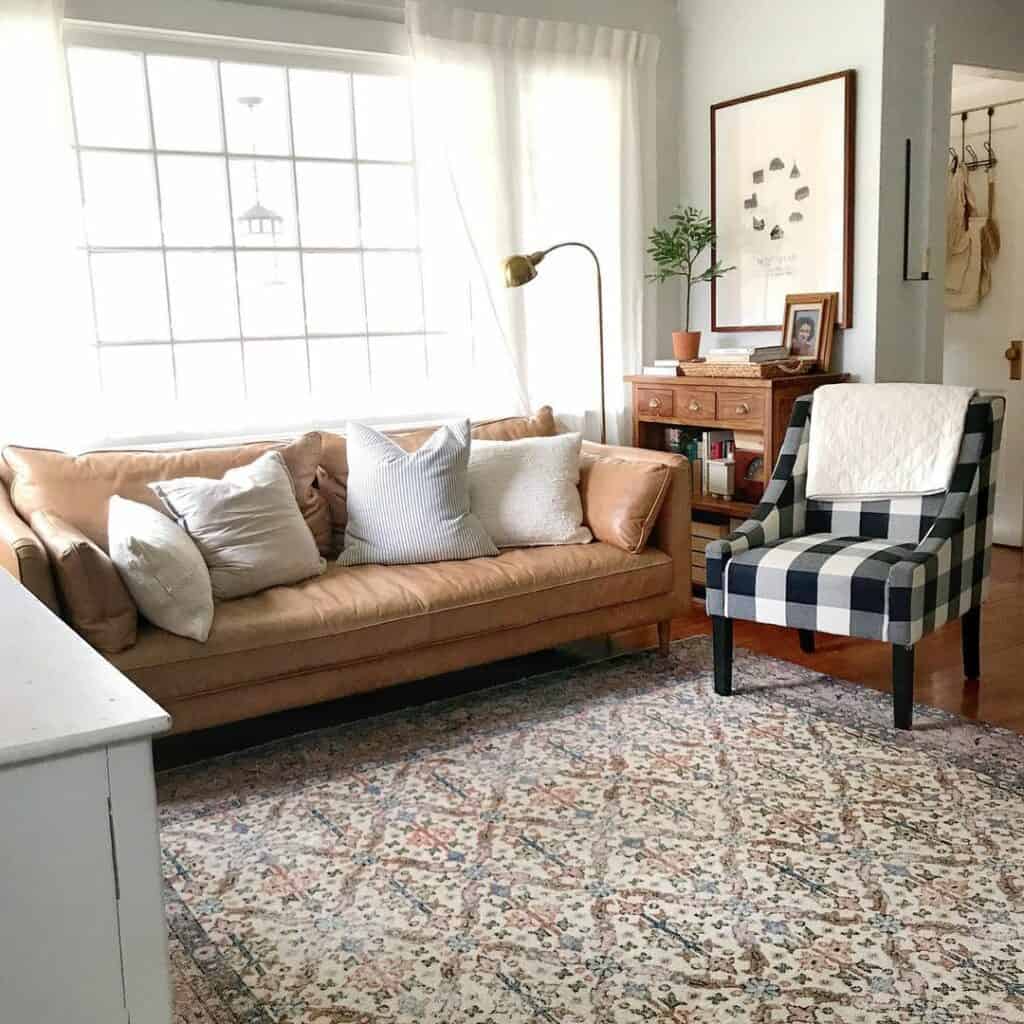Neutral Tan Leather Sofa Living Room Ideas