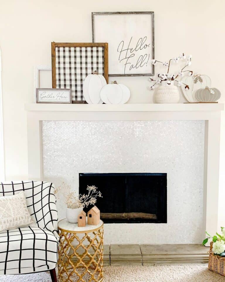 Neutral and Simple Fireplace Décor