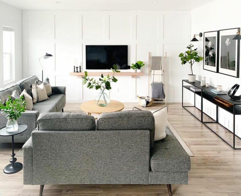 Neutral-colored Modern Farmhouse Living Room Ideas