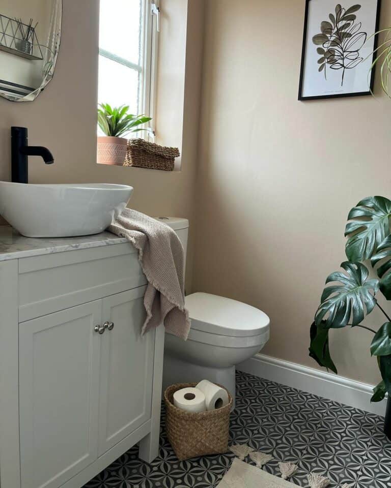 Neutral-toned Bathroom With Vanity Table