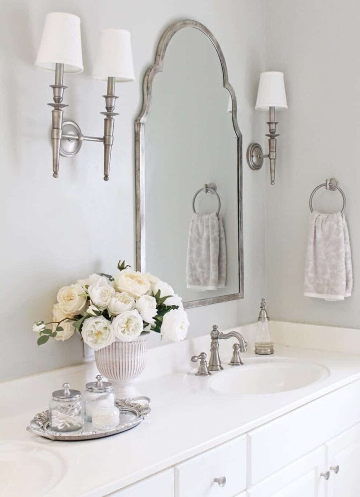 Nickel Sconces and Matching Mirror