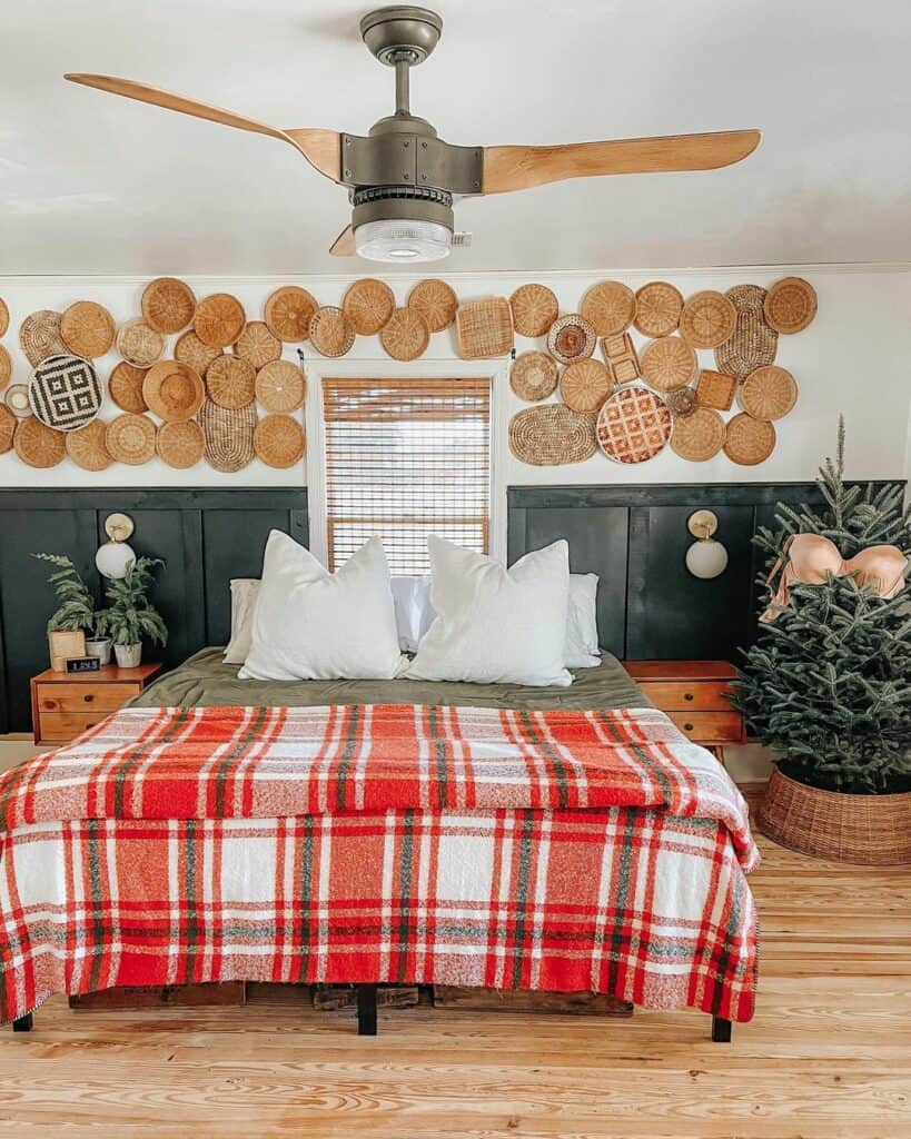 Olive Bedspread with Pine Tree