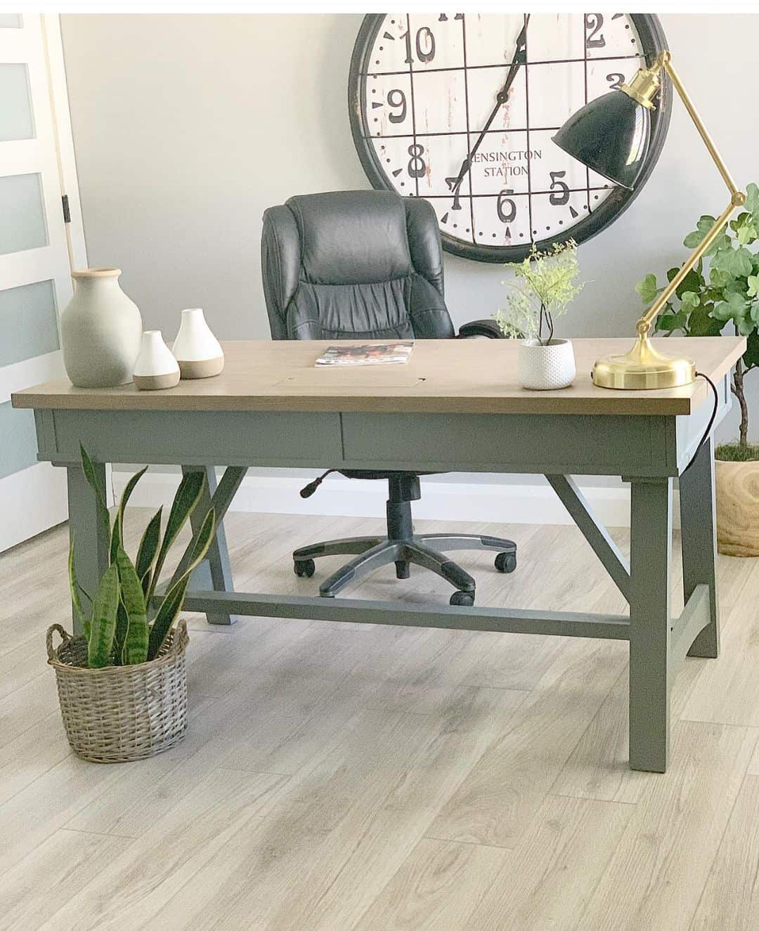 Olive Green-themed Farmhouse Office - Soul & Lane