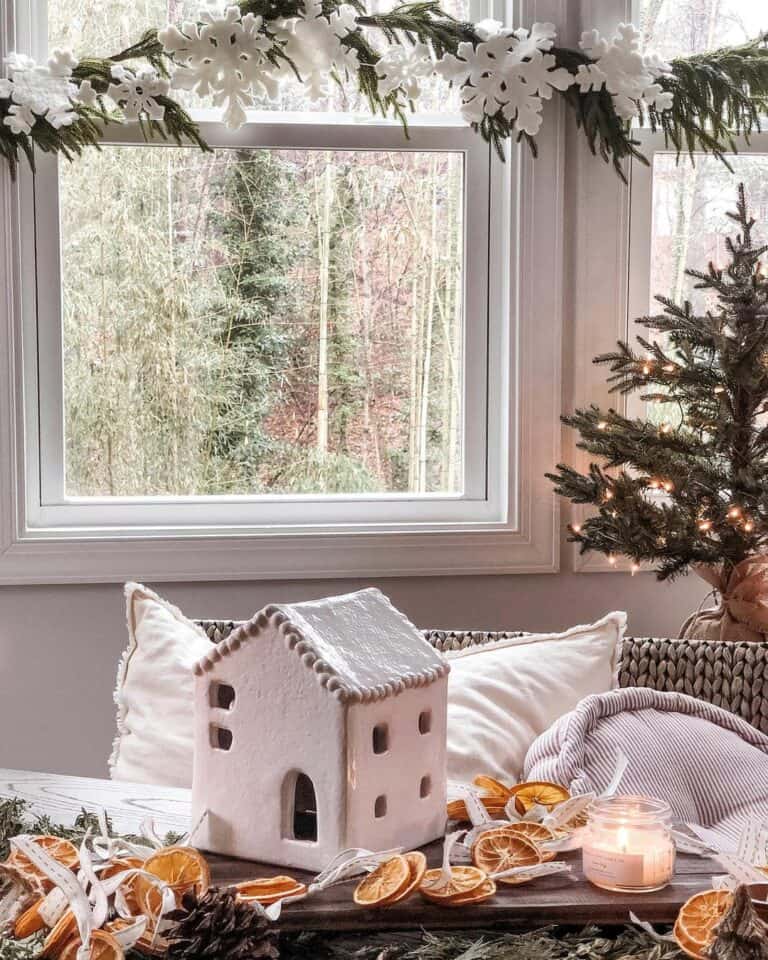 Orange Garland Christmas Decoration With Pinecone Accents