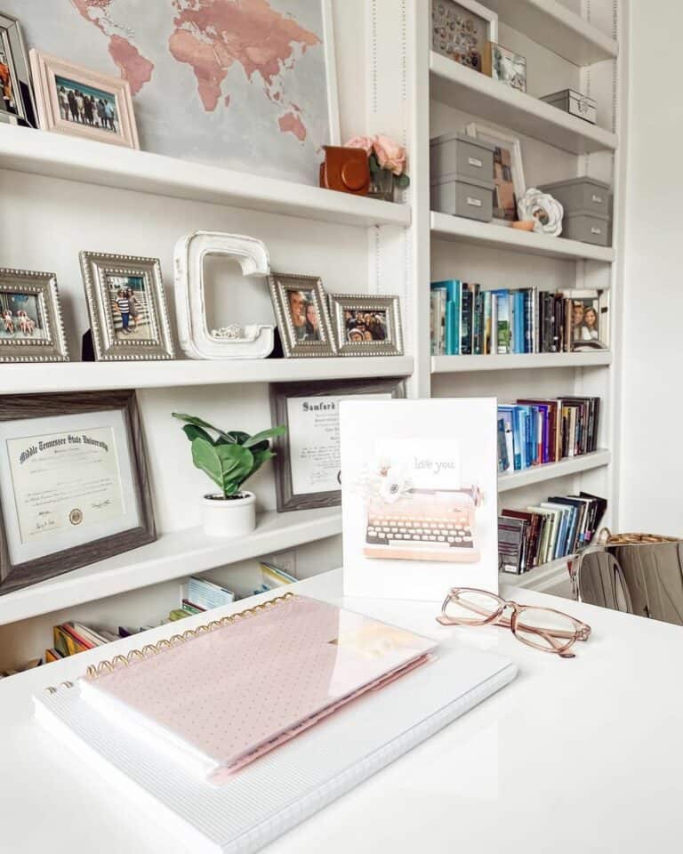 Organized Home Office With Built-in Shelves